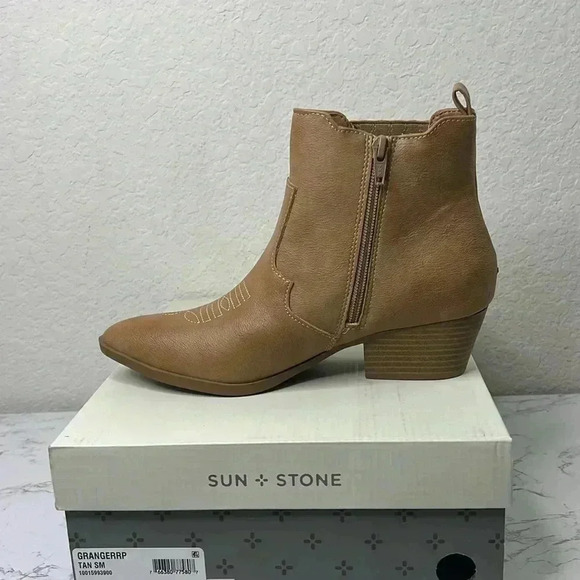 SUN + STONE GRANGERR STRETCH WESTERN ANKLE BOOTS Size 7M - Picture 3 of 14